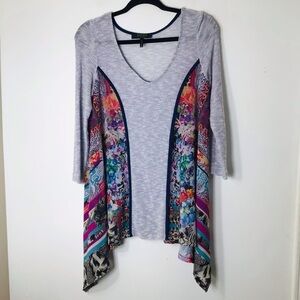 Poeme tunic top women medium grey multicolor USA